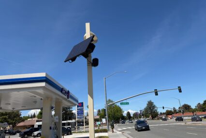 An automated license plate reader camera in Sunnyvale, California