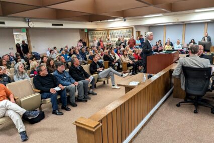 An audience at a City Council meeting in Campbell, California