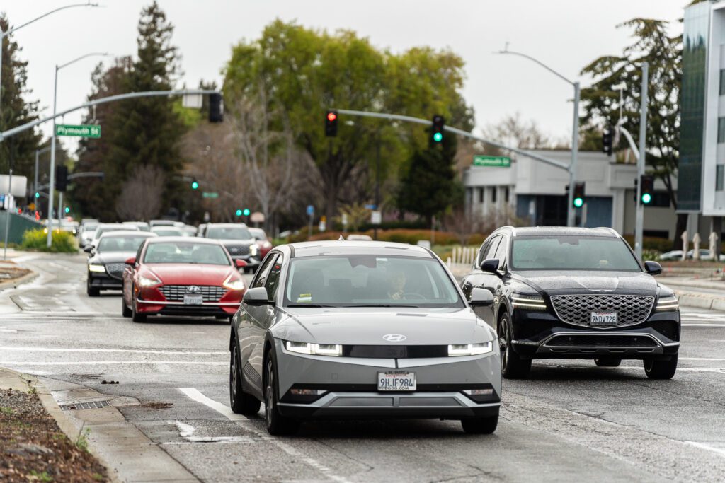 Line of cars in traffic