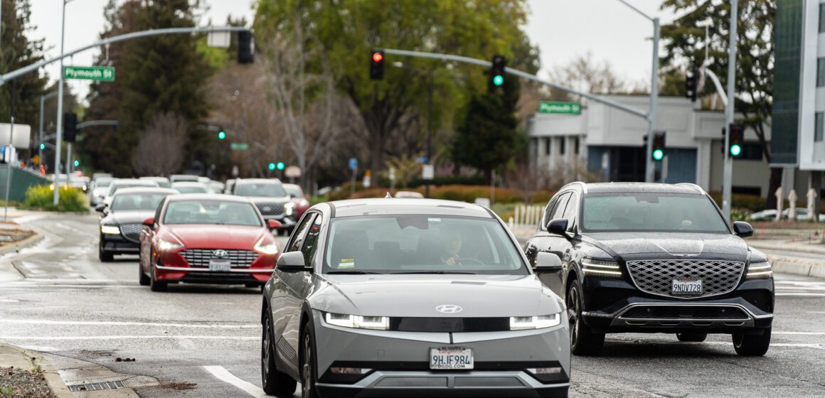 Line of cars in traffic