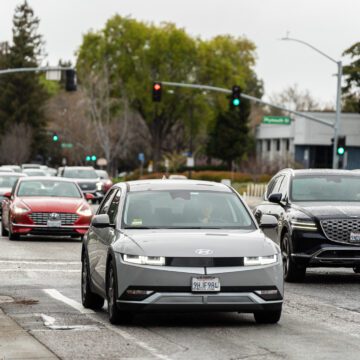Line of cars in traffic