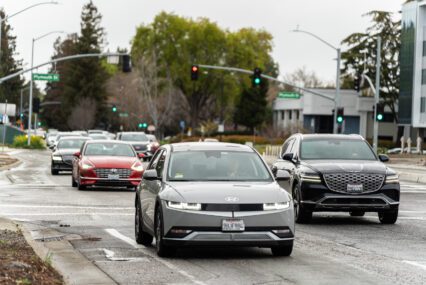Line of cars in traffic