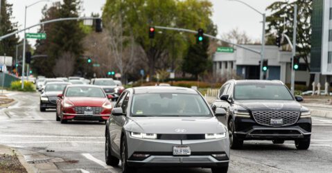 Line of cars in traffic