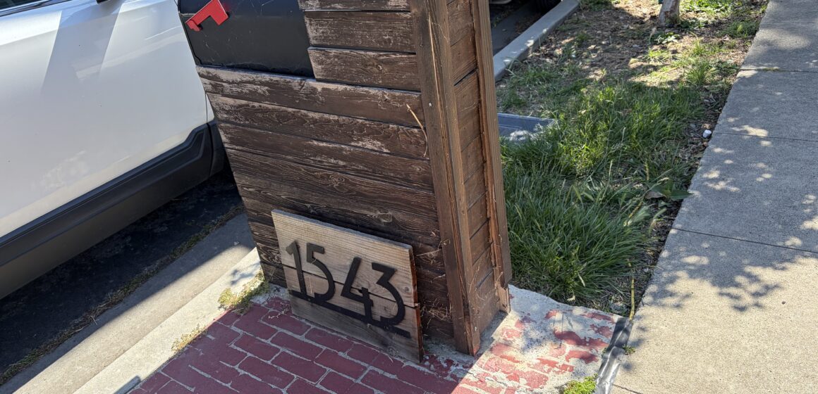 A mailbox encroaching on a sidewalk in Santa Clara, California