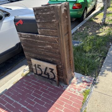 A mailbox encroaching on a sidewalk in Santa Clara, California