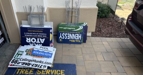 A collection of signs.