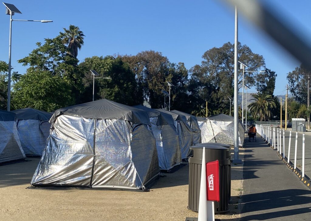 Tents at a sanctioned camp for homeless people in San Jose, California