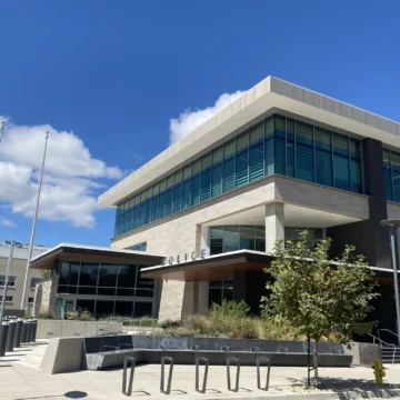 The exterior of a police station in Palo Alto, California