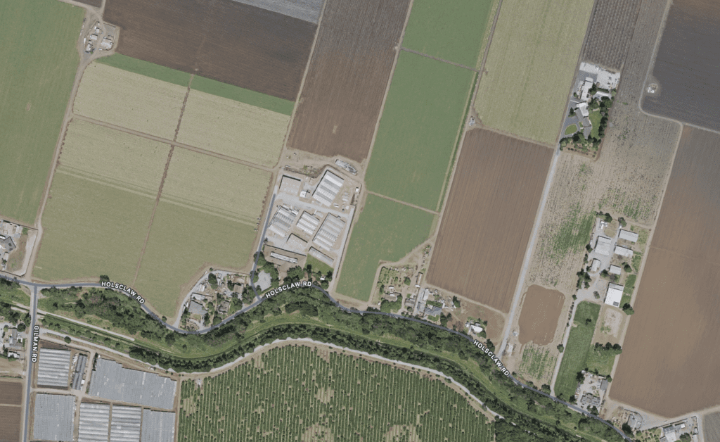 An aerial view of land near Gilroy, California
