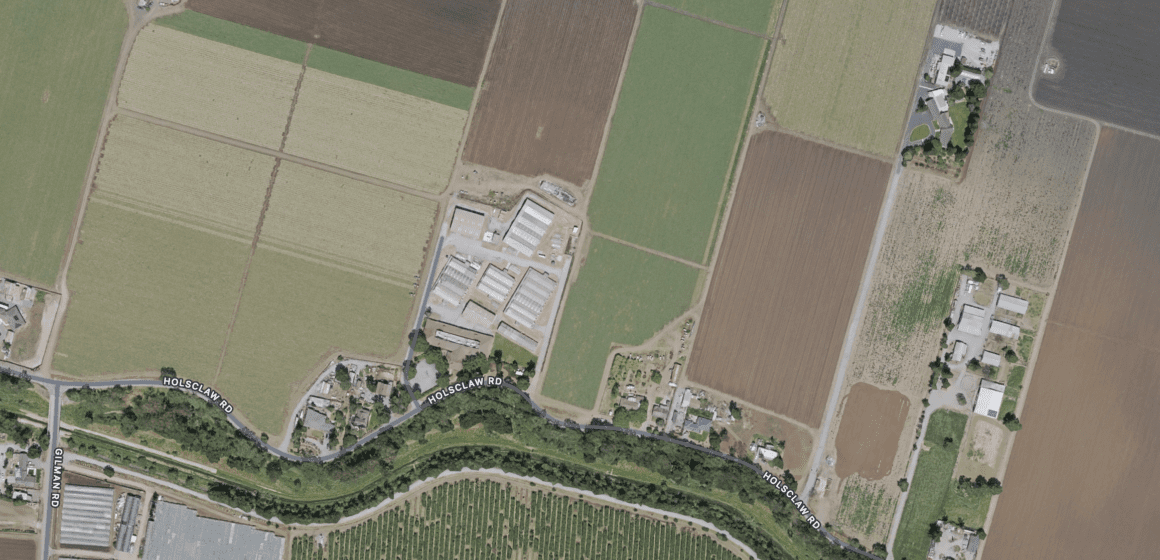 An aerial view of land near Gilroy, California