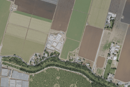 An aerial view of land near Gilroy, California