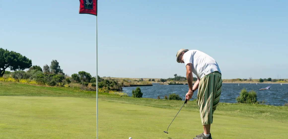 Man playing golf