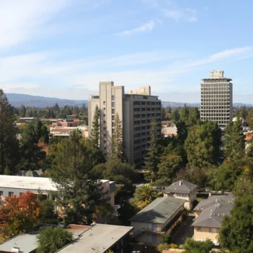 A view of buildings in Palo Alto, California