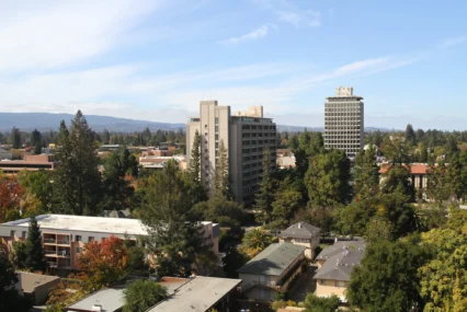 A view of buildings in Palo Alto, California