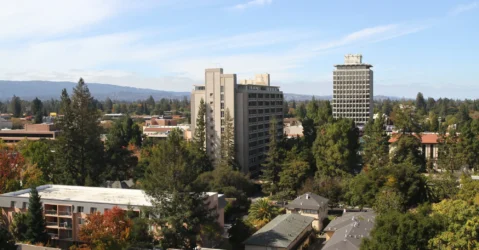 A view of buildings in Palo Alto, California