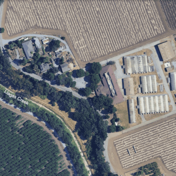 An aerial view of land near Gilroy, California