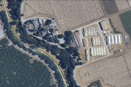 An aerial view of land near Gilroy, California