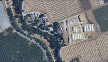 An aerial view of land near Gilroy, California