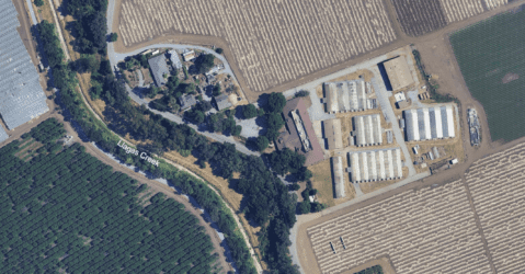 An aerial view of land near Gilroy, California