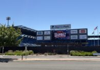The exterior of a stadium in San Jose, California