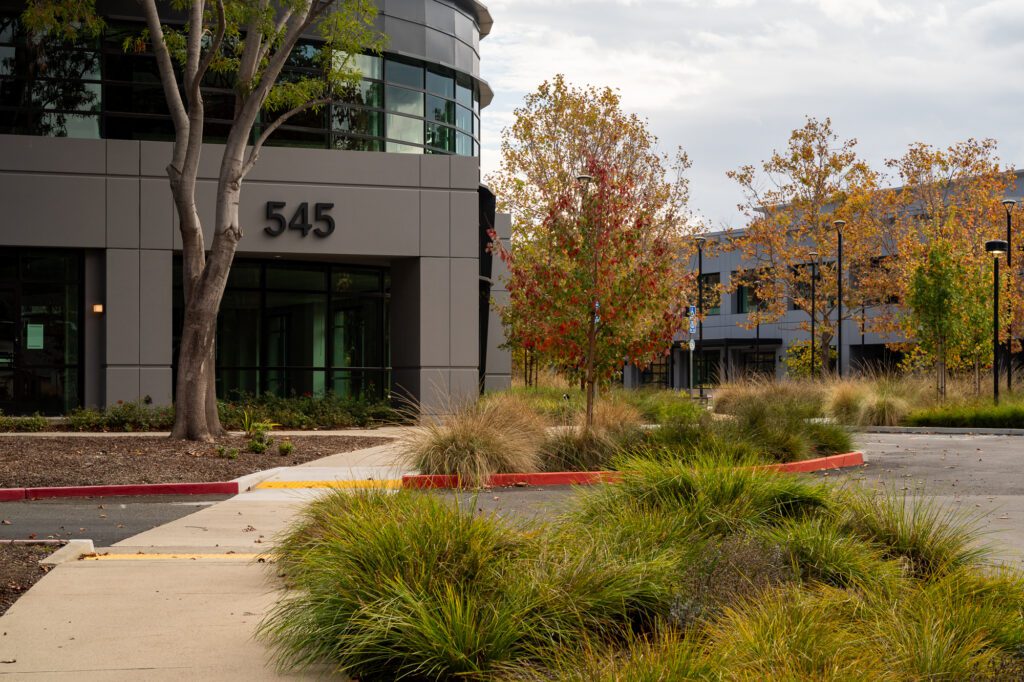 The exterior of a vacant commercial building in Mountain View, California