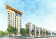 A rendering of an affordable housing development in Mountain View, California