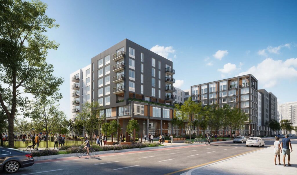 A rendering of a mixed-use housing project in Santa Clara, California