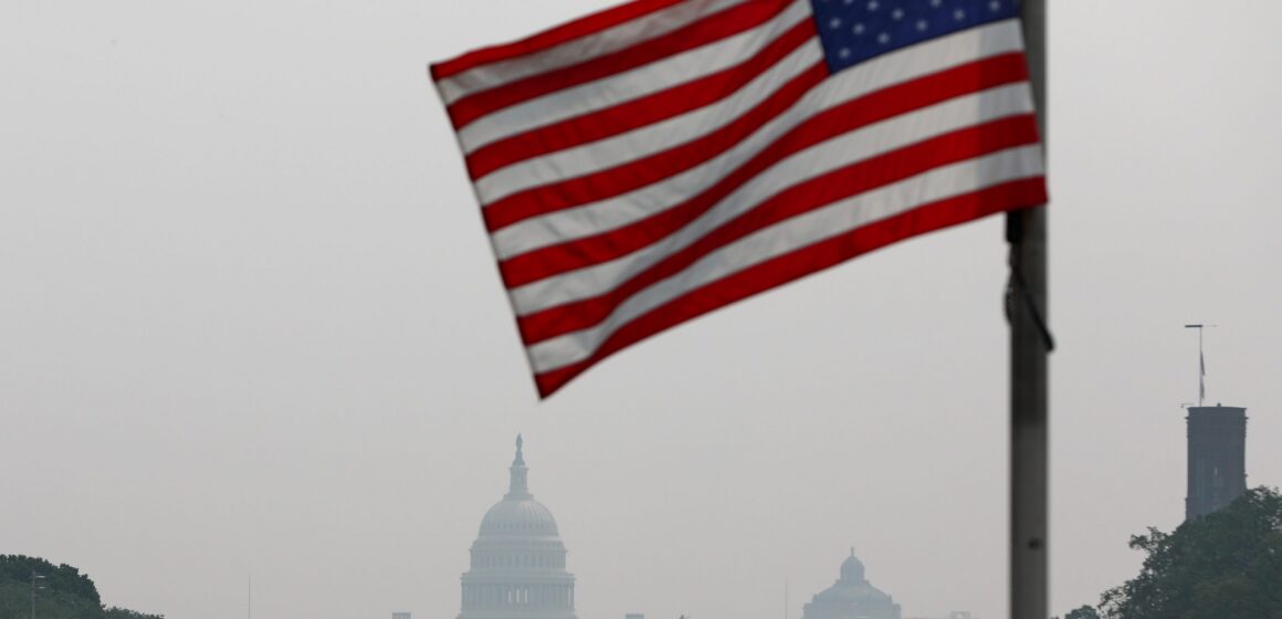 Climate Wildfires Smoke Washington An American flag in Washington, D.C.