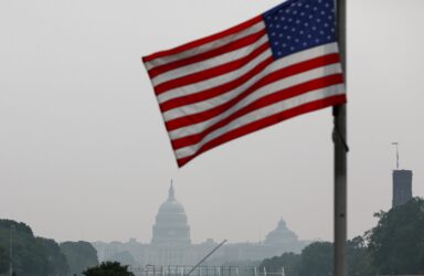 Climate Wildfires Smoke Washington An American flag in Washington, D.C.