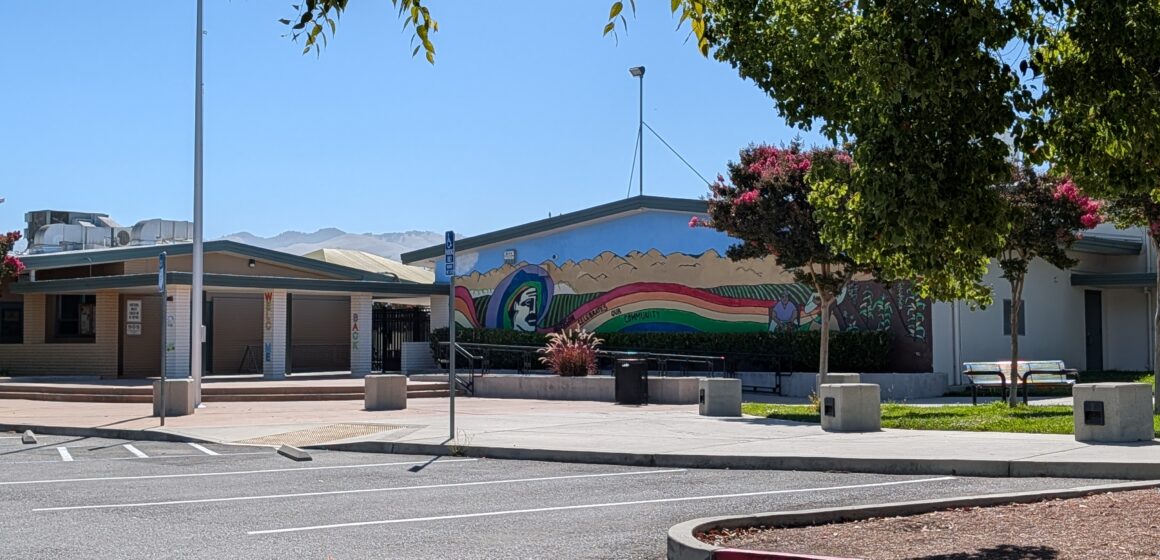 The exterior of a school building in East San Jose, California