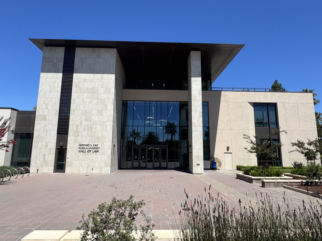 The exterior of a law school building in Santa Clara, CA