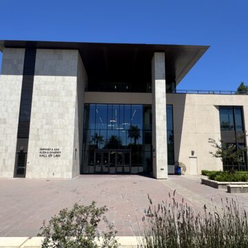 The exterior of a law school building in Santa Clara, CA