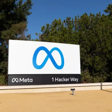 A sign outside Meta HQ in Menlo Park, California