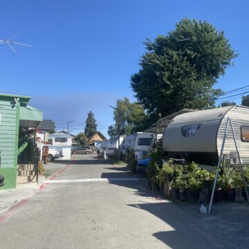 Trailers at a mobile home park in San Jose, California