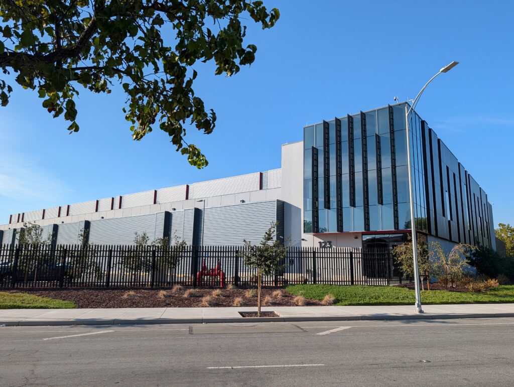 The exterior of a data center in San Jose, California