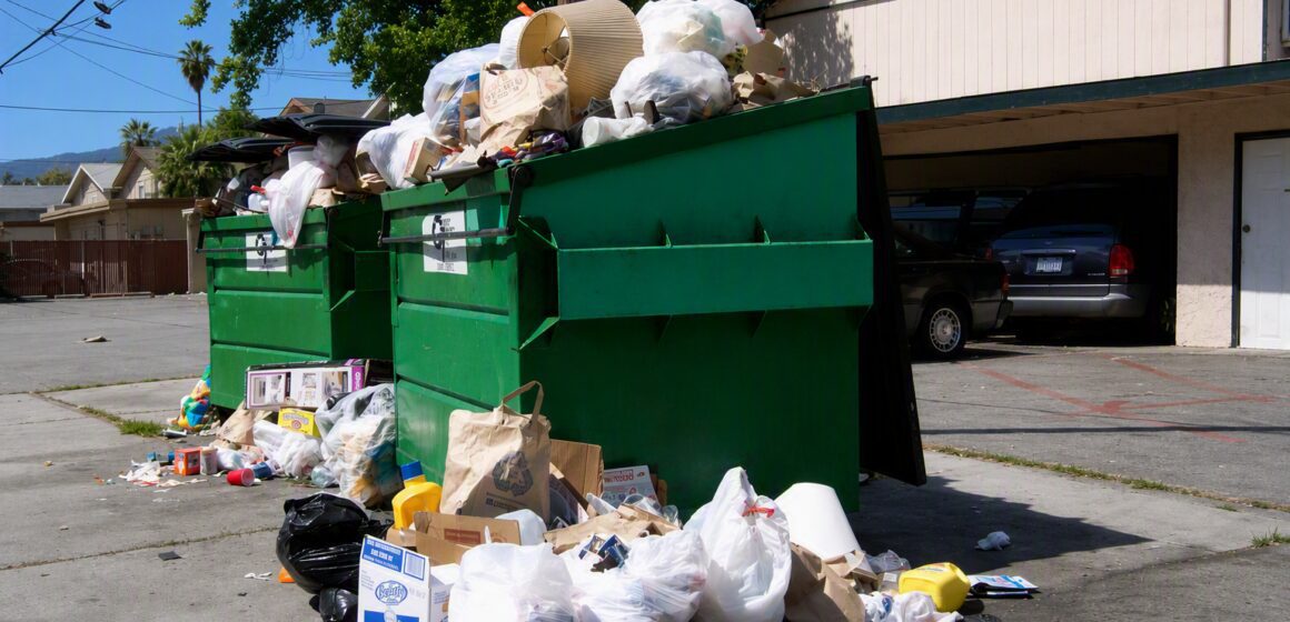 Responsible Landlord Engagement Initiative (RLEI) San Jose A dumpster overflowing with trash in San Jose, California