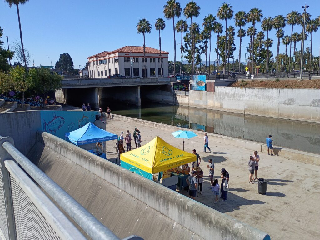 A community event held next to a river.