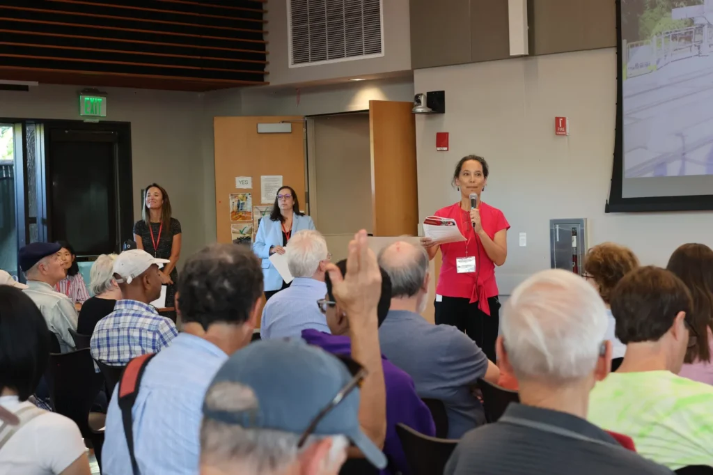 People at a government meeting in Palo Alto, California