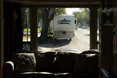 Palo Alto RV 2 Embarcadero An RV viewed from inside the interior of another RV in Palo Alto, California