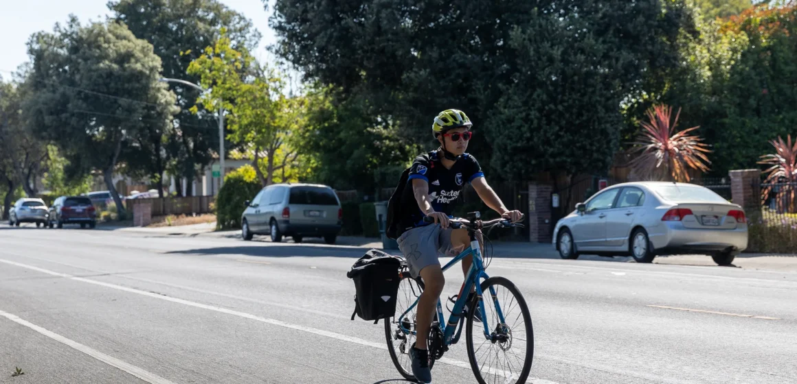 Palo Alto Bikeway Person riding a bike on a road