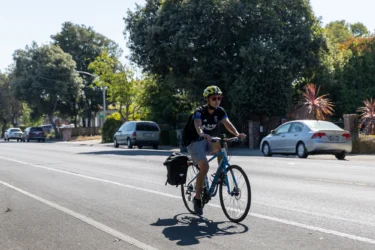 Palo Alto Bikeway Person riding a bike on a road