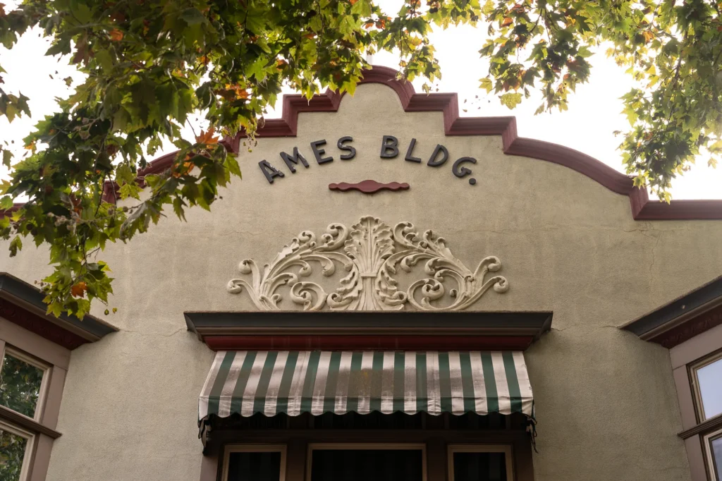 The exterior of a historic building in Mountain View, California