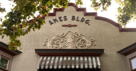 The exterior of a historic building in Mountain View, California