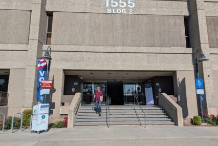 The exterior of the Santa Clara County elections office in San Jose, California