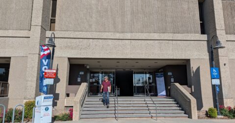 The exterior of the Santa Clara County elections office in San Jose, California