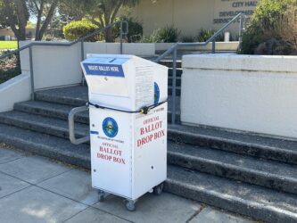 Morgan Hill Ballot Box A ballot drop box outside city hall in Morgan Hill, California