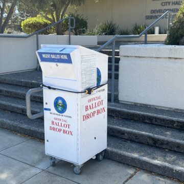 Morgan Hill Ballot Box A ballot drop box outside city hall in Morgan Hill, California
