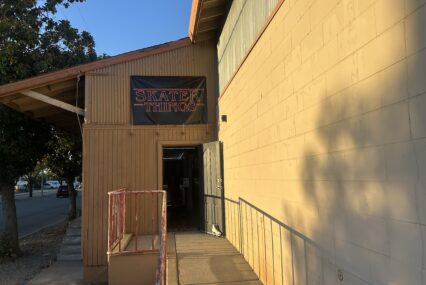 The exterior to a roller-skate business in Gilroy, California