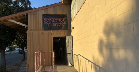 The exterior to a roller-skate business in Gilroy, California