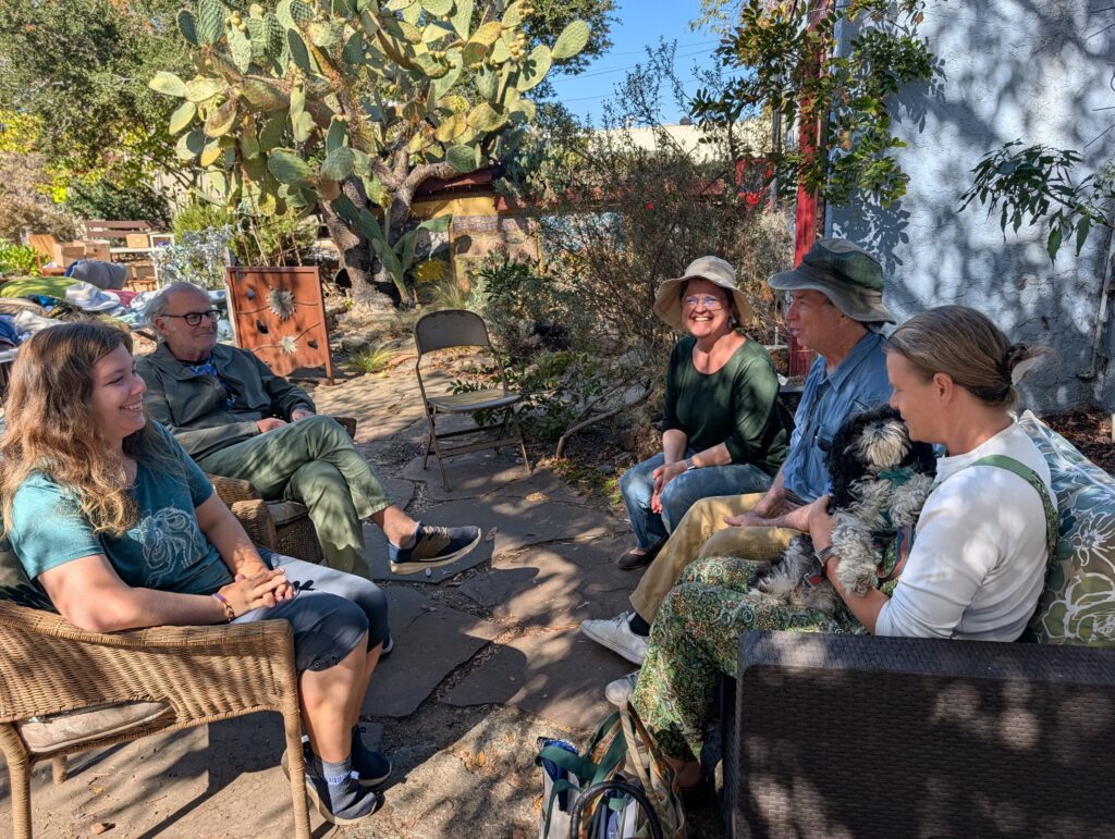 People sitting in a garden